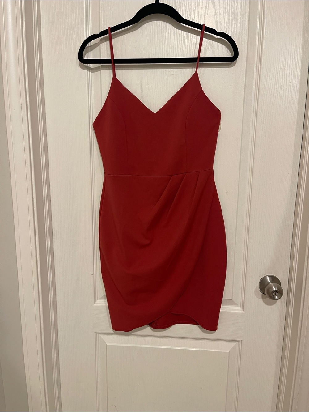 Lulu's Red Spaghetti-Strap V-Neck Mini Dress